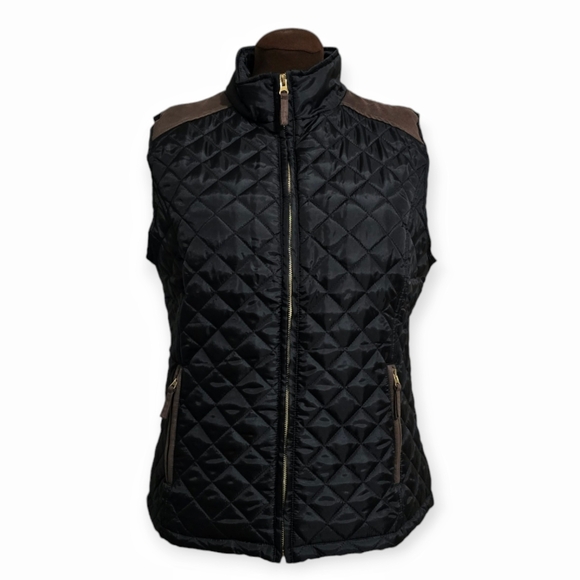 Oso Casuals Black Quilted Vest Woman Size L - Picture 1 of 12